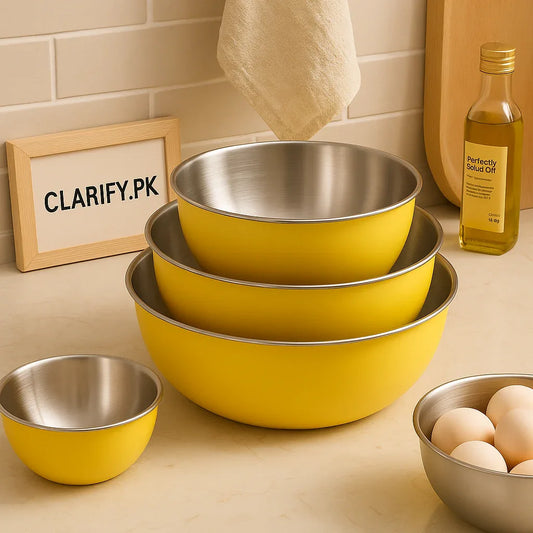 Stainless Steel Bowl – Multi-Purpose Mixing & Serving Bowl (Set of 3) - Clarify.pk