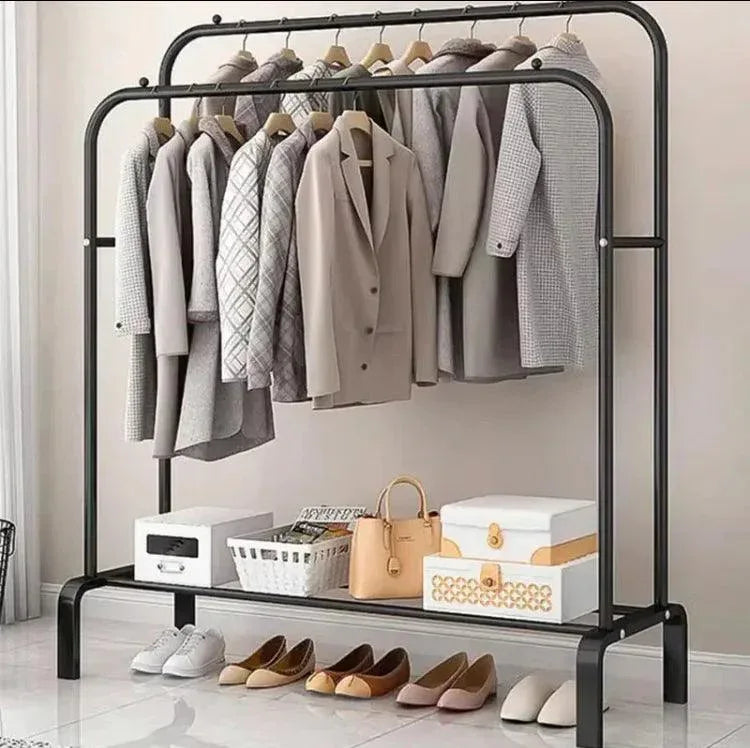 Double Pole Metal Cloth Stand for Home and Office Use - Clarify.pk