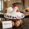 Ceramic Chicken Egg Basket & Wire Mesh Storage NC