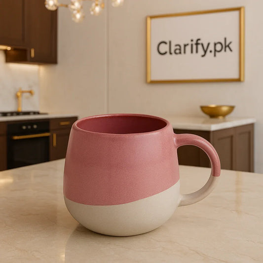 Two-Tone Ceramic Mug – Elegant Pink & White Cup - Clarify.pk