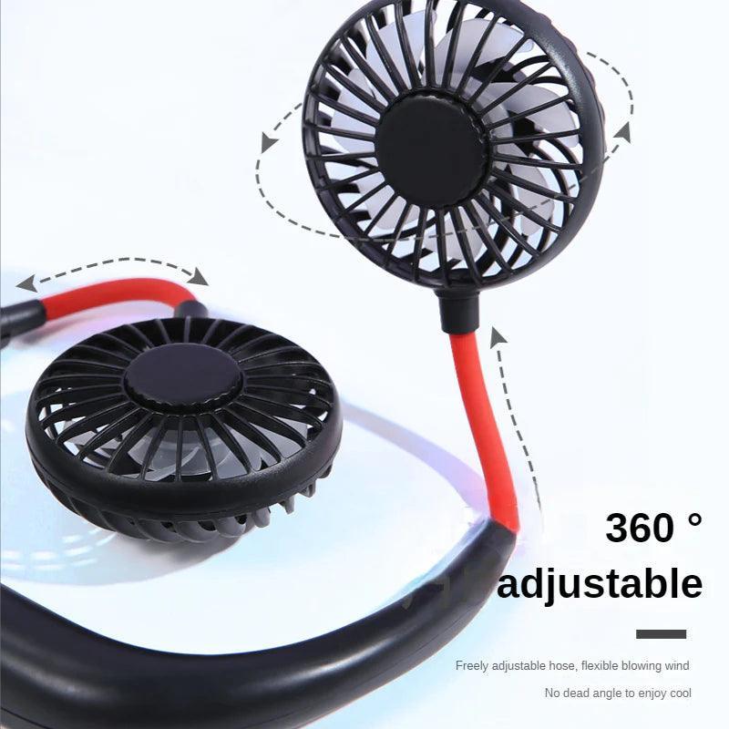 Rechargeable Neck Fan - Portable Dual Head Hands-Free Cooling Fan - Clarify.pk