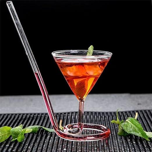 Spiral Straw Cocktail Glass – Stylish Drinking Glass - Clarify.pk
