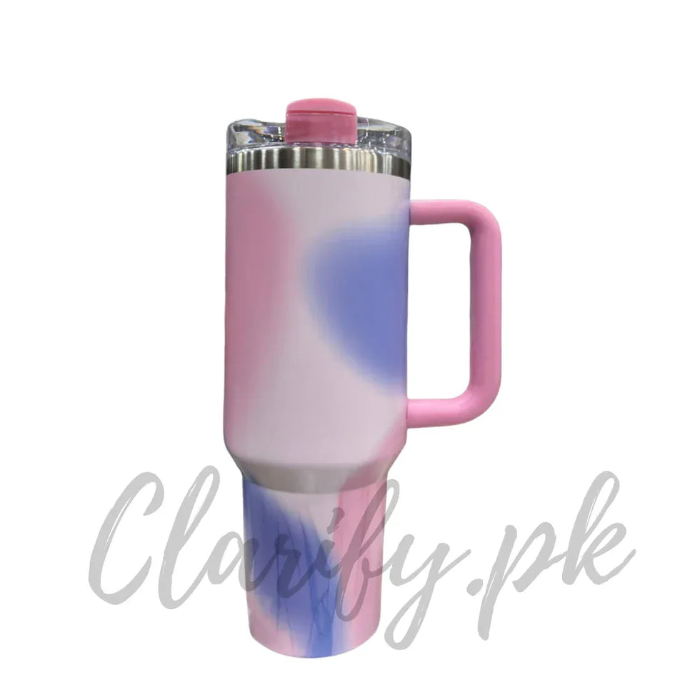 Premium Pink & Blue Gradient Cloud 40oz Tumbler – 1200ml - Clarify.pk