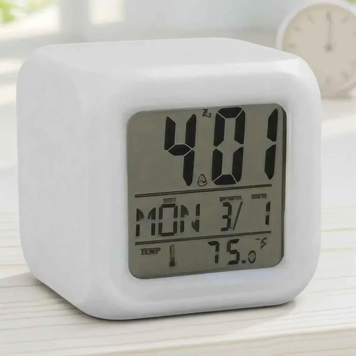 7 Color LED Alarm Clock with Snooze Feature - Clarify.pk
