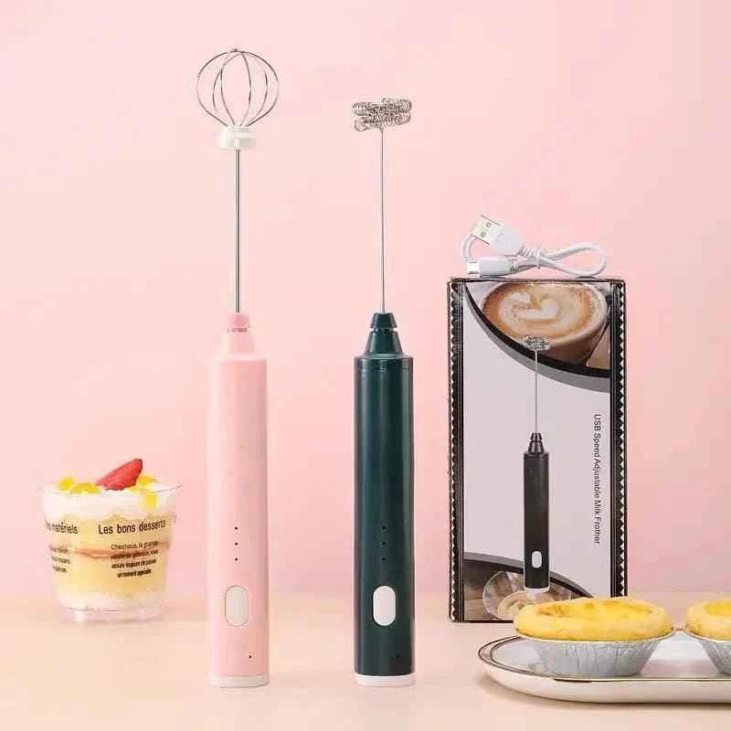 2 in 1 Portable Milk Frother and Egg Beater, USB Rechargeable Handheld Coffee Mixer and Kitchen Blender - Clarify.pk