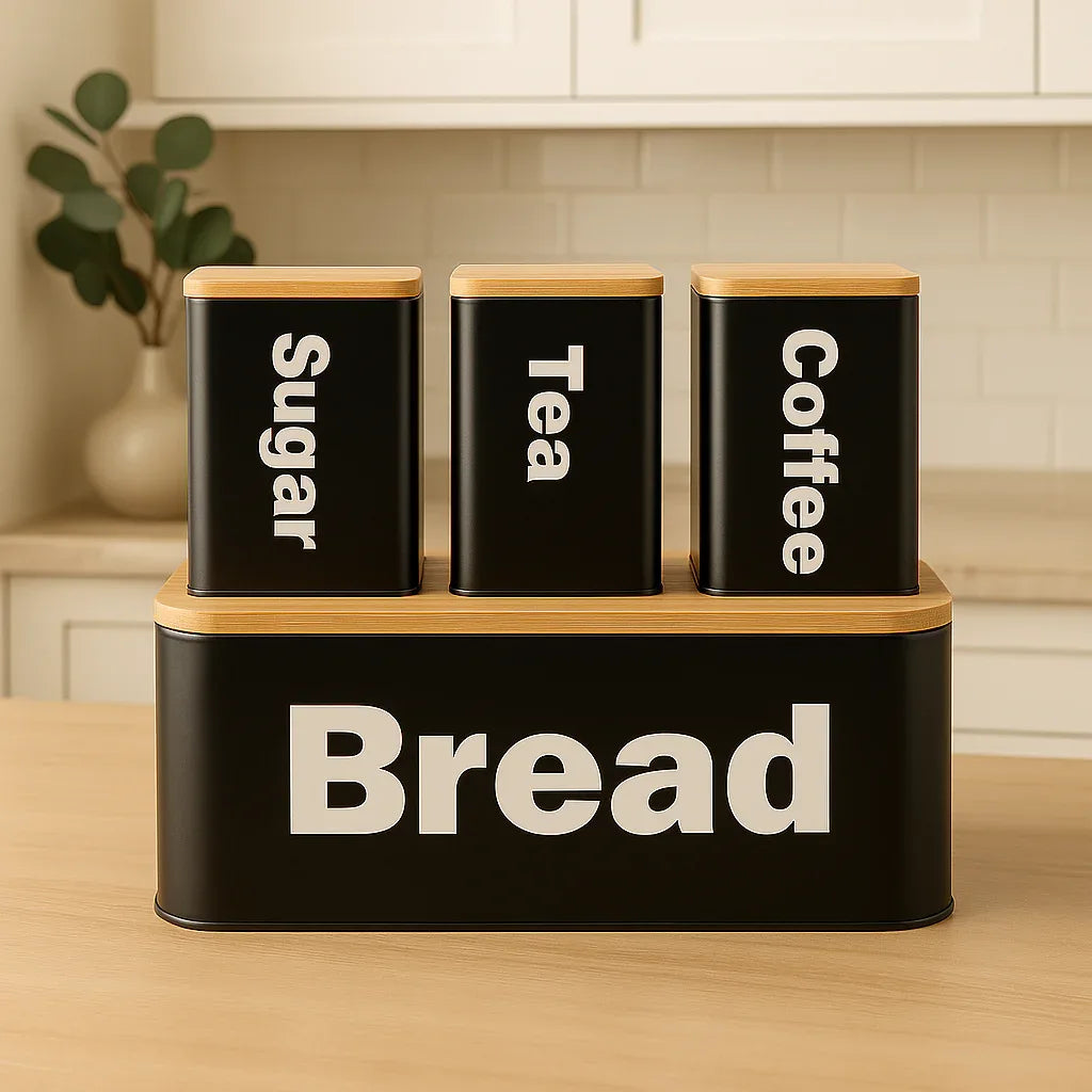 Bread Box Set with Bamboo Lid – Kitchen Storage - Clarify.pk