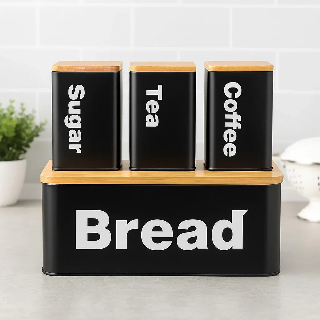 Bread Box Set with Bamboo Lid – Kitchen Storage - Clarify.pk