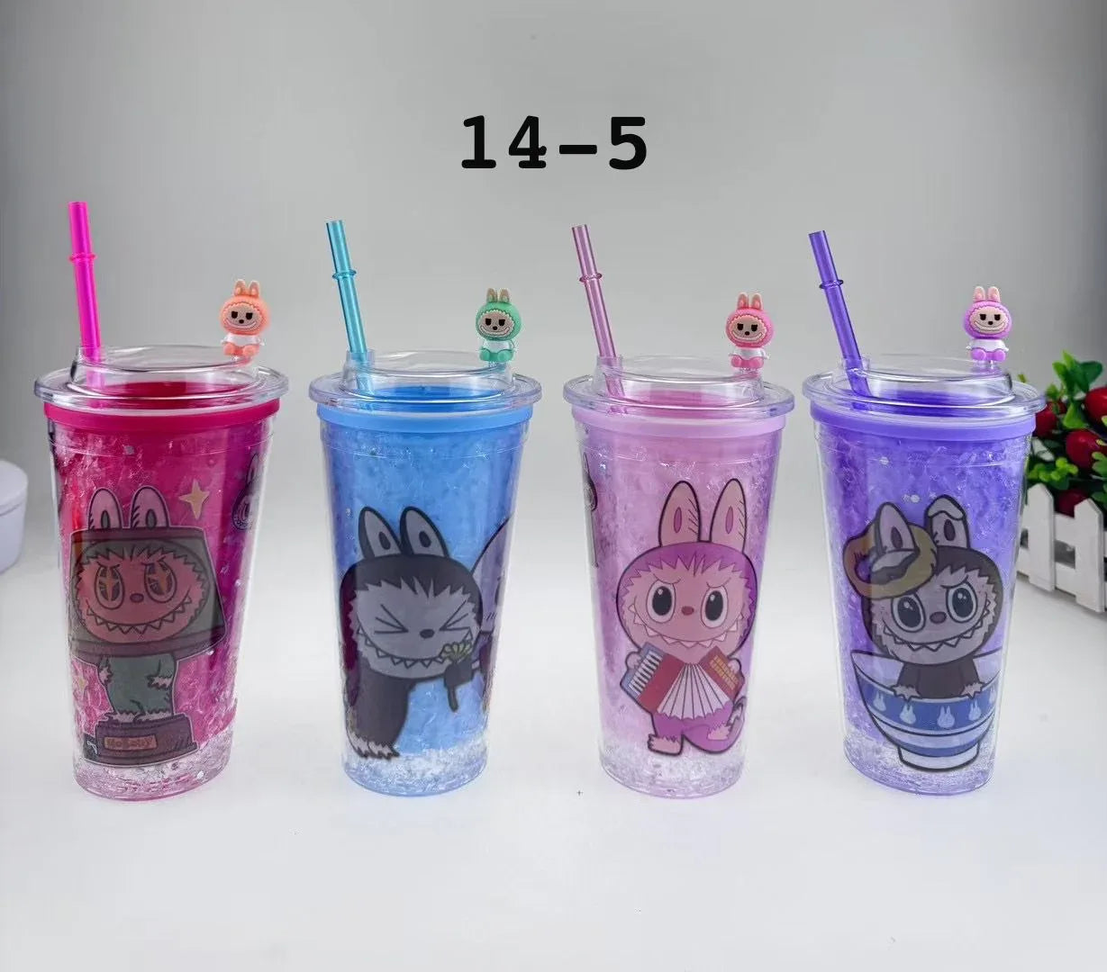 Labubu Printed Straw Tumbler – 750ml (Random Print) - Clarify.pk