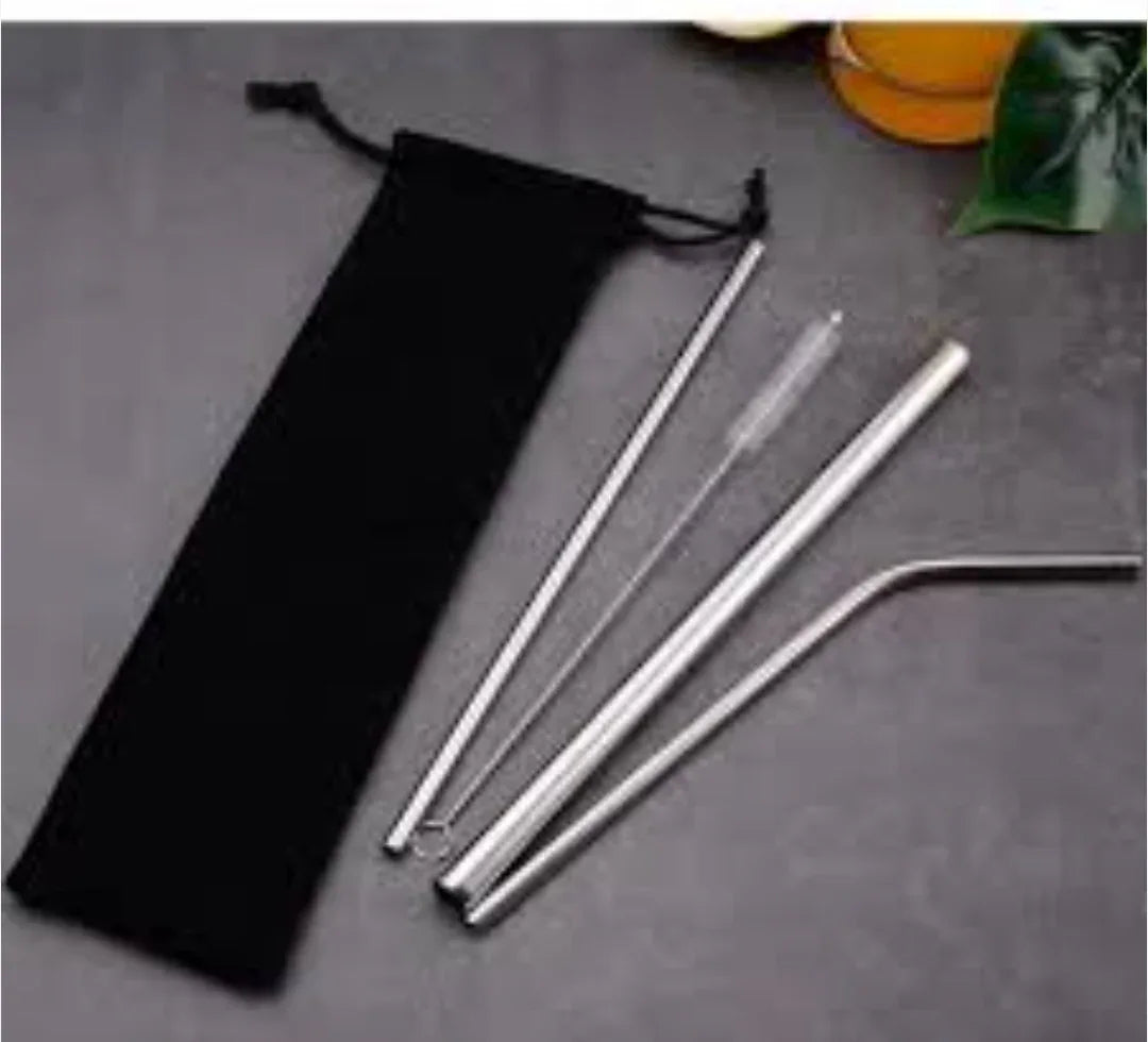 Metal Drinking Straw Set – Reusable Straws with Bag - Clarify.pk