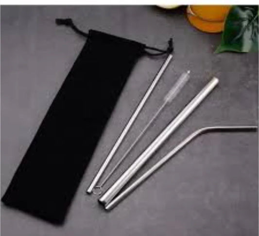 Metal Drinking Straw Set – Reusable Straws with Bag - Clarify.pk