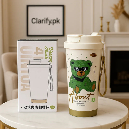 Stylish Green Bear Vacuum Mug – 520ml - Clarify.pk