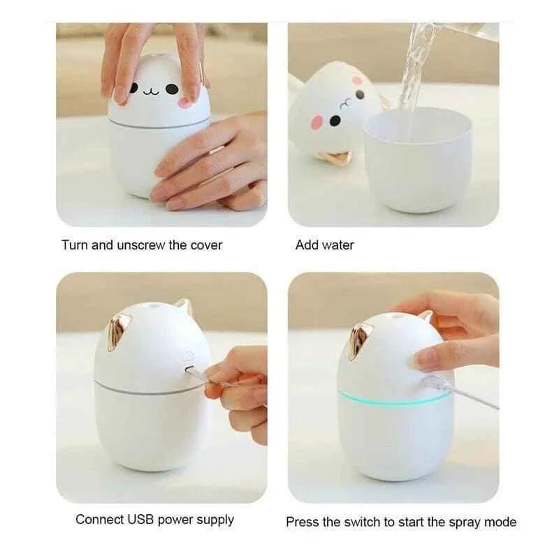 200ml Cat Humidifier - Adorable Cute Cat Design for Home and Office - Clarify.pk