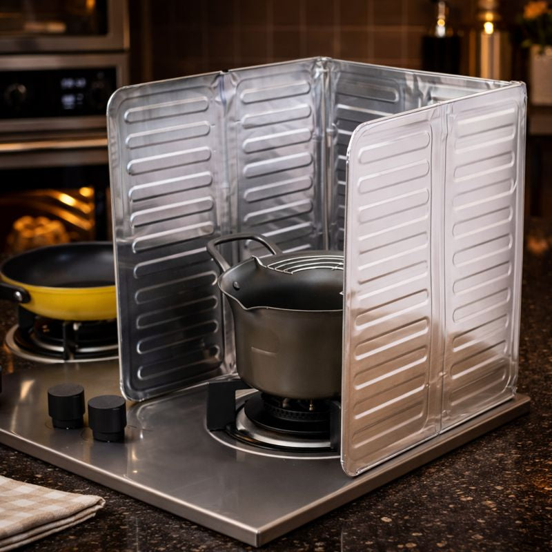 Foldable Aluminum Kitchen Gas Stove Oil Baffle Plate KT