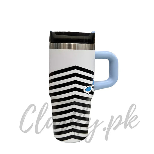 Premium Black & White Stripe 14oz Mini Tumbler – 420ml - Clarify.pk