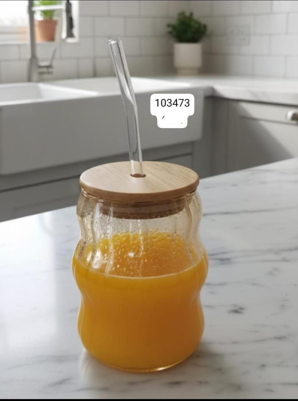 Ripple Glass Sipper - Aesthetic Wavy Glass Tumbler (450ml) IT