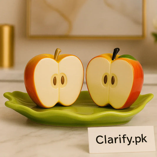 Apple Shaped Ceramic Salt & Pepper Set – Modern Dining Tableware - Clarify.pk