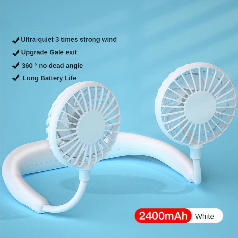Rechargeable Neck Fan - Portable Dual Head Hands-Free Cooling Fan - Clarify.pk