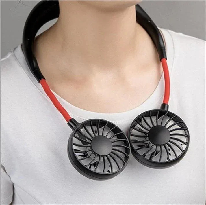 Rechargeable Neck Fan - Portable Dual Head Hands-Free Cooling Fan - Clarify.pk