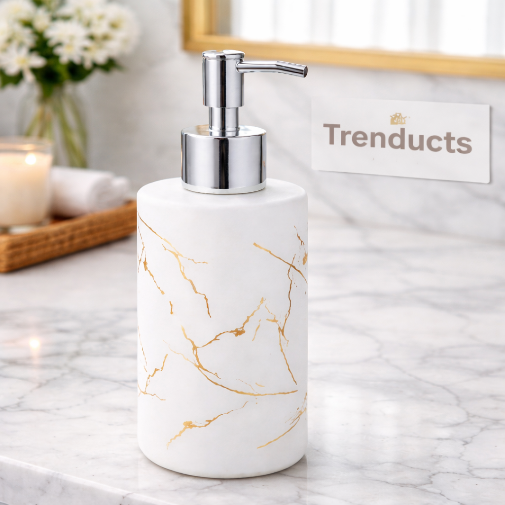 Luxury Marble Design Soap Dispenser – Elegant Resin Liquid Pump for Bathroom & Kitchen GH