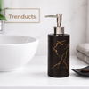 Luxury Black Marble Design Soap Dispenser – Matte Obsidian Resin Pump with Gold Veining GH
