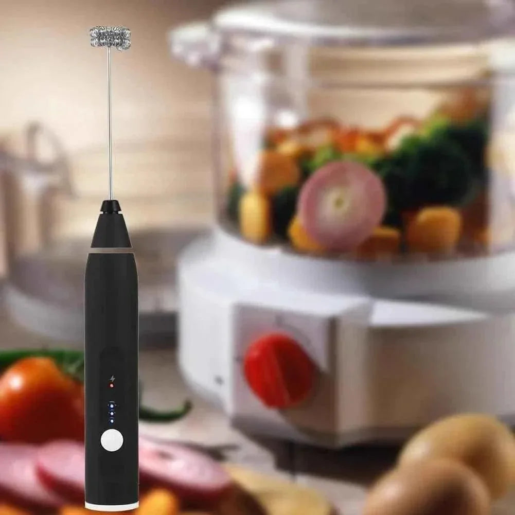 2 in 1 Portable Milk Frother and Egg Beater, USB Rechargeable Handheld Coffee Mixer and Kitchen Blender - Clarify.pk