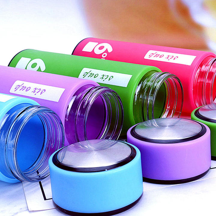 450ml Customized logo Six Cup Glass Water Bottle with Plastic Shell