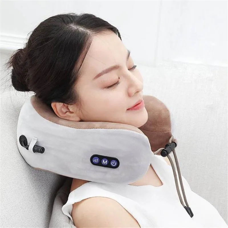 Multifunctional Electric Neck Massager U Shaped Pillow Shoulder Cervical Massager Travel Home Car Relax Massage Pillow 20#5