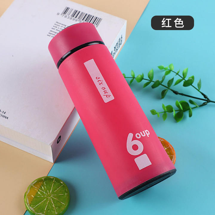 450ml Customized logo Six Cup Glass Water Bottle with Plastic Shell