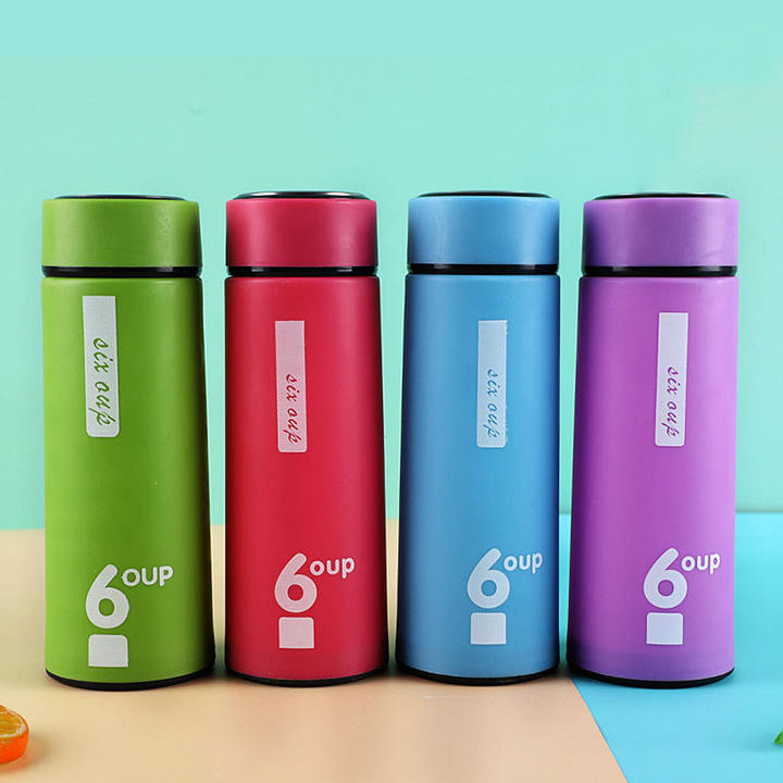 450ml Customized logo Six Cup Glass Water Bottle with Plastic Shell