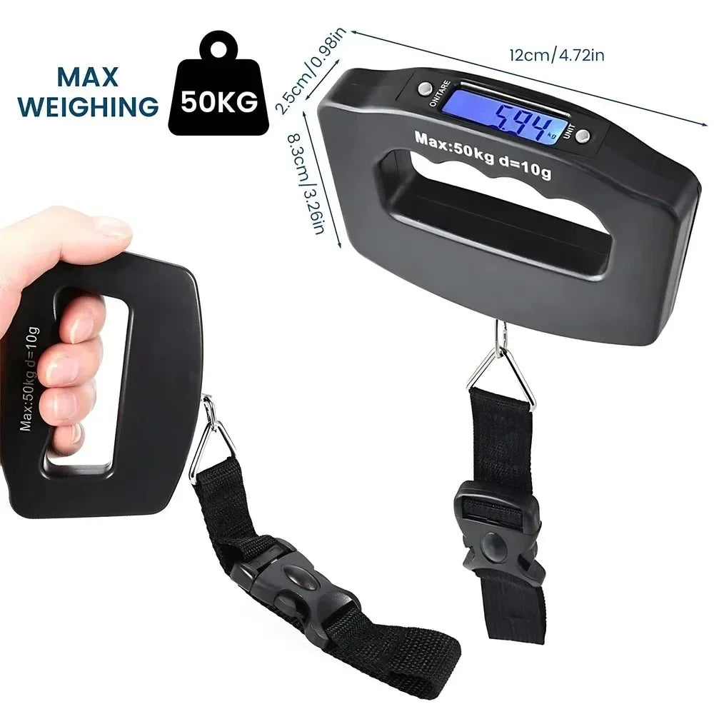 50kg/10g Portable Travel Luggage Scale – Digital Handheld Weighing Scale - Clarify.pk
