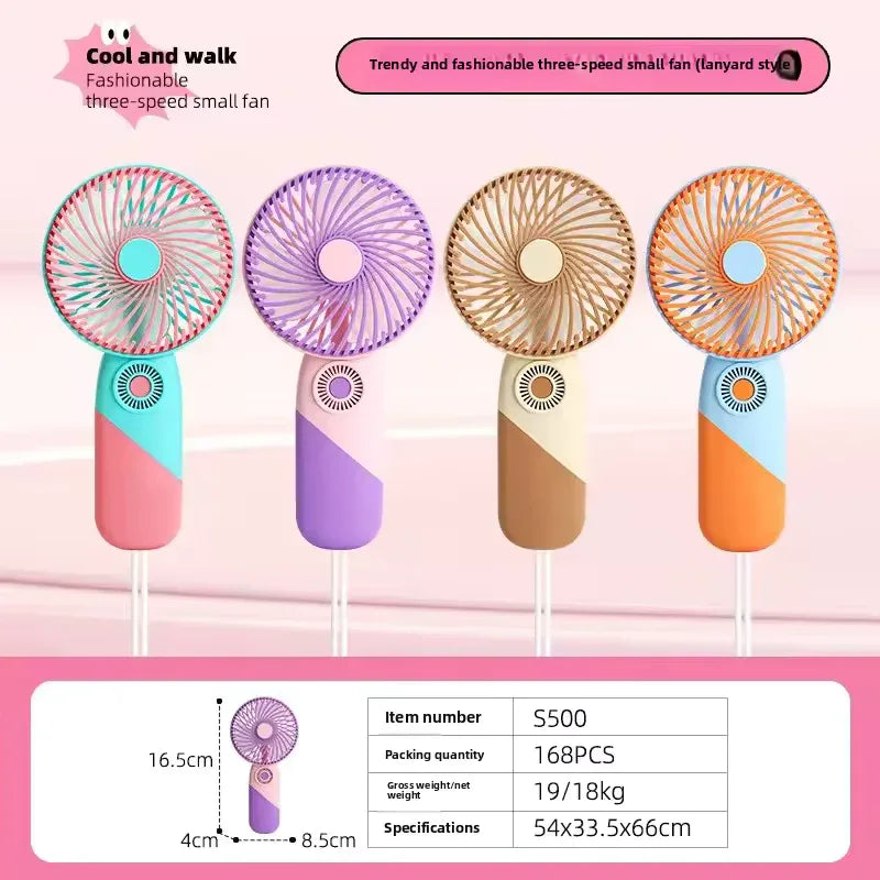 Portable Mini USB Fan – Cute Cartoon Design, 3-Speed Adjustable - Clarify.pk