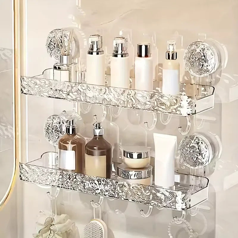 Glacier Pattern Shower Suction Cup Shelf – Bathroom Organizer - Clarify.pk