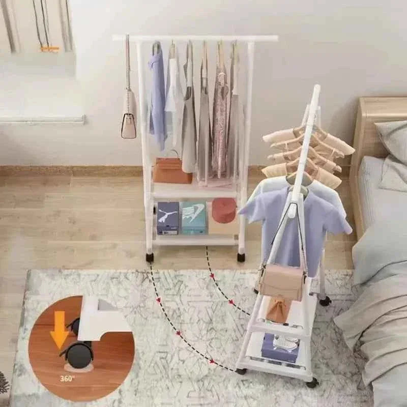 Portable Clothes Rack with Wheels - Simple Hanging Clothes Hanger - Clarify.pk