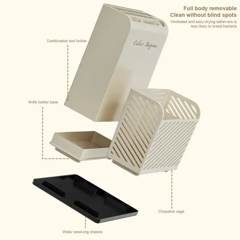 Kitchen Cutlery Holder – Utensil Organizer with Drain Tube - Clarify.pk