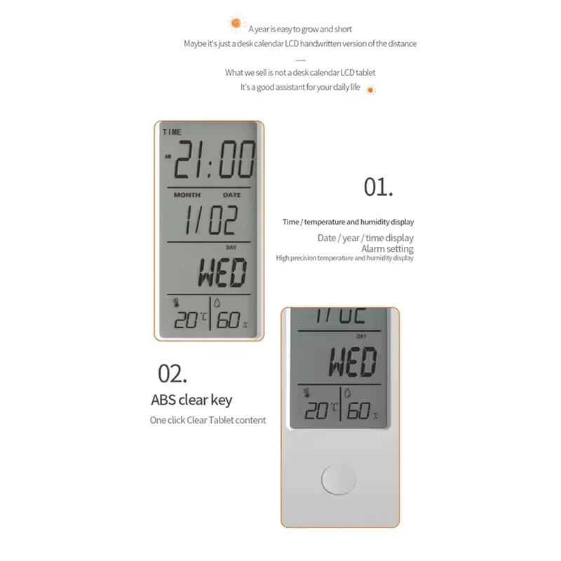 Desktop Writing Tablet with Clock & Temperature Display - Clarify.pk