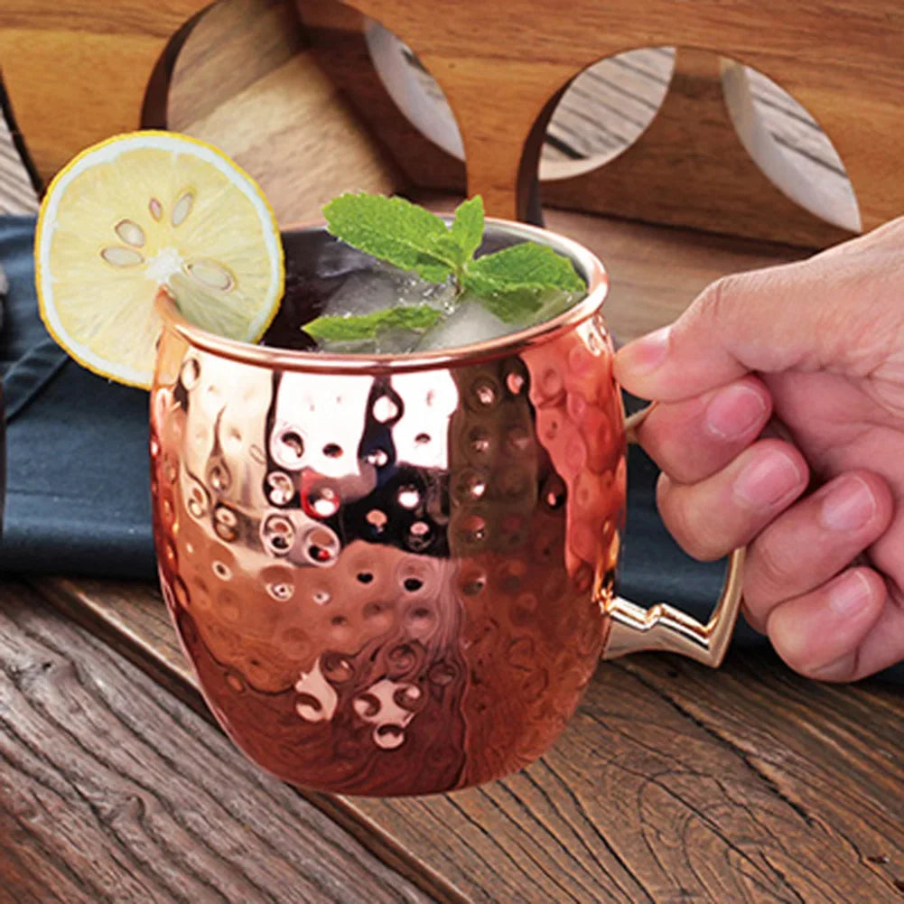 1-6PCS Cocktail Wine Cup Moscow Mule Mugs Stainless Steel Copper Plated Juice Beer Cup Coffee Mugs Bar Champagne Party Drinkware