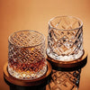 Rotating Whisky Glass Cup with Bamboo Coaster - Clarify.pk