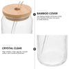 Glass Cup with Bamboo Lid & Straw – 350ml Mason Jar - Clarify.pk