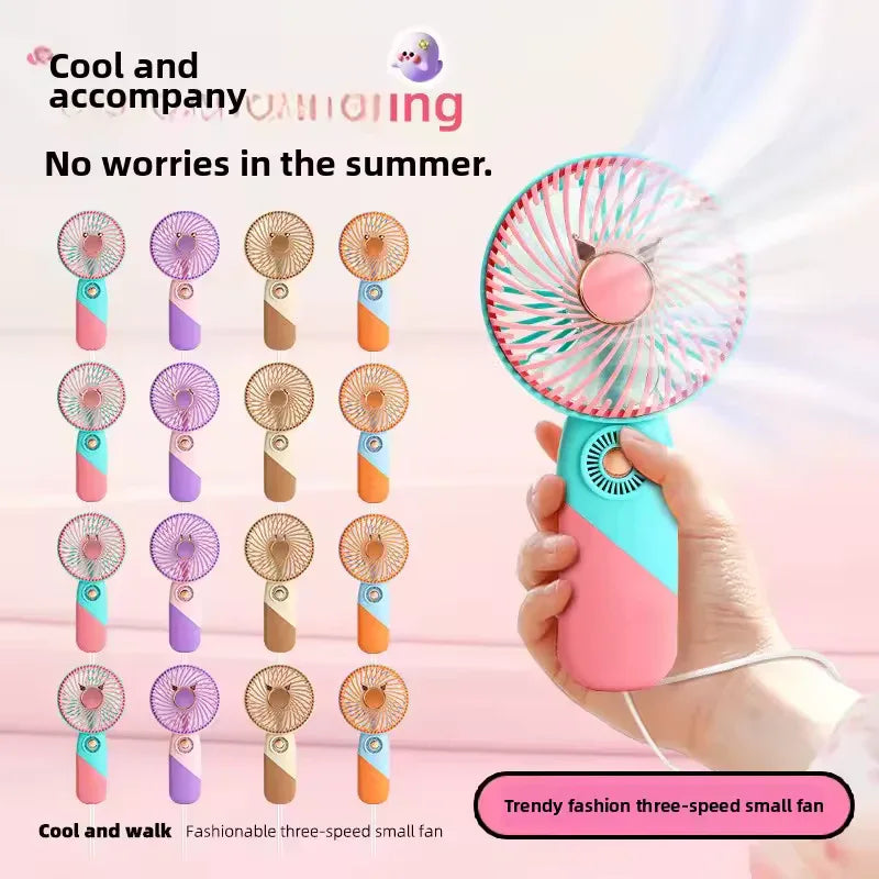 Portable Mini USB Fan – Cute Cartoon Design, 3-Speed Adjustable - Clarify.pk