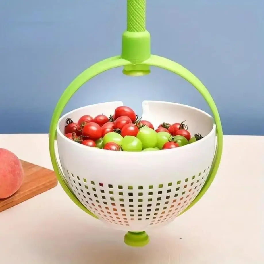 1 Pcs Rotating Drainage Basket, Hand Pressed Vegetable and Fruit Salad Rotating Cleaning and Dehydration Device for Storage