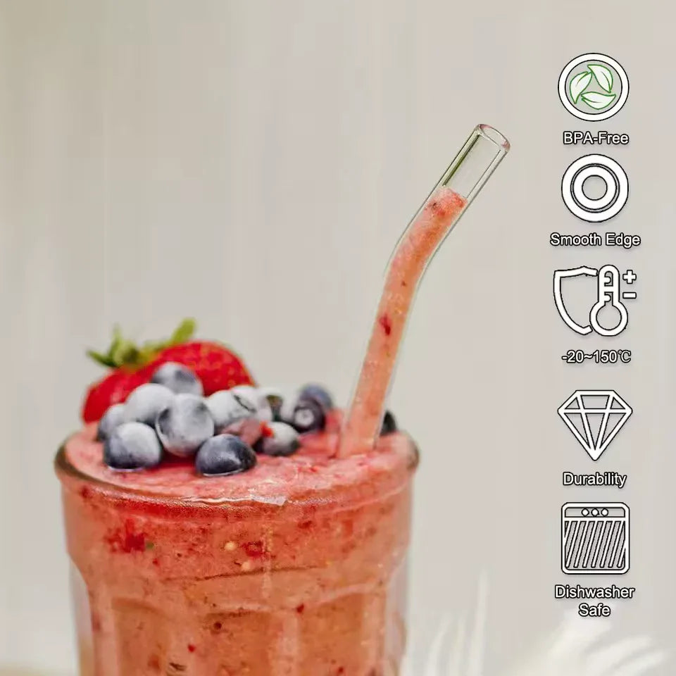 5pcs Reusable Glass Straw Set with Cleaning Brush - Clarify.pk