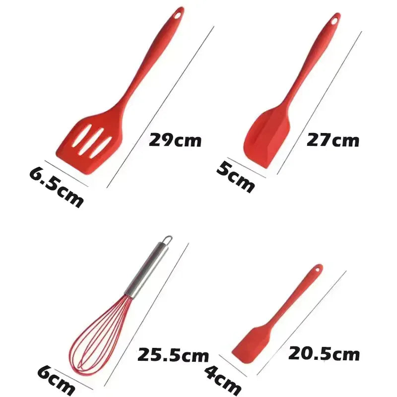 5-Piece Silicone Baking Tool Set – Scraper, Oil Brush, Shovel & Egg Beater (Random Color) - Clarify.pk