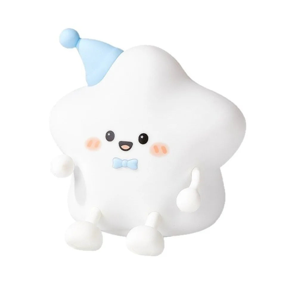 Rechargeable USB LED Star Night Light Colorful Light Soft Silicone Touch Table Lamp Glowing Effect Remote Control Bedside Light