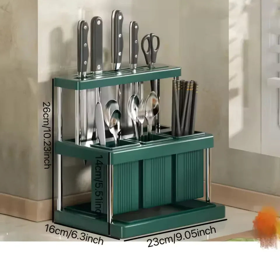 Kitchen Cutlery Holder – Stainless Steel Utensil Organizer (Random color) - Clarify.pk