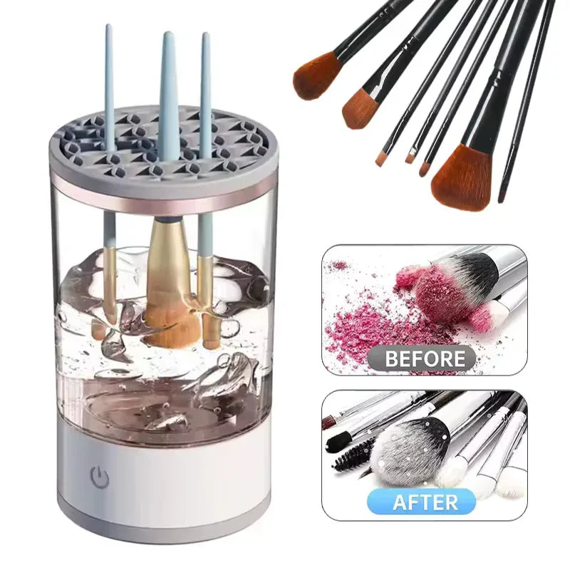 Automatic Electric Makeup Brush Cleaner 3 In 1 Portable Women Eye Shadow Brush Holder Stand Tool And Dryer Beauty Makeup Tools - Clarify.pk