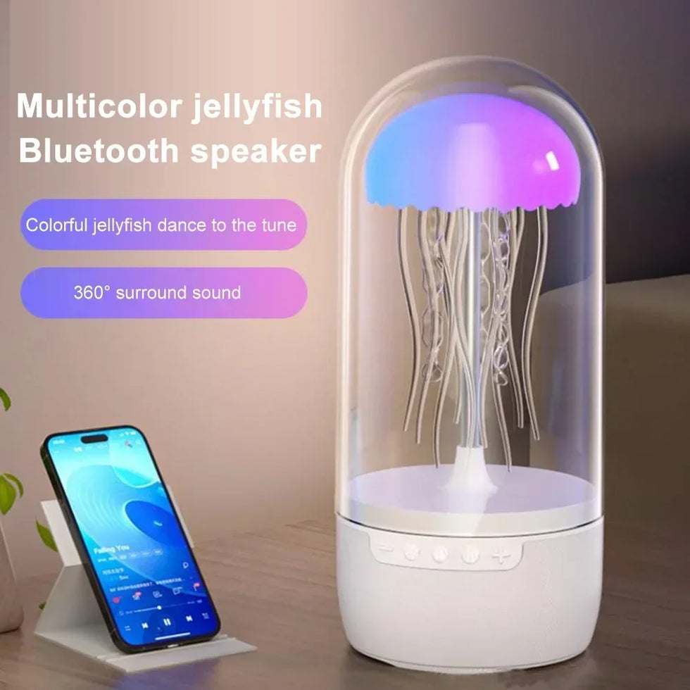 Jellyfish Bluetooth Speaker - Color-Changing LED Mood Light, Portable Wireless HiFi Sound for Home/Office Deco