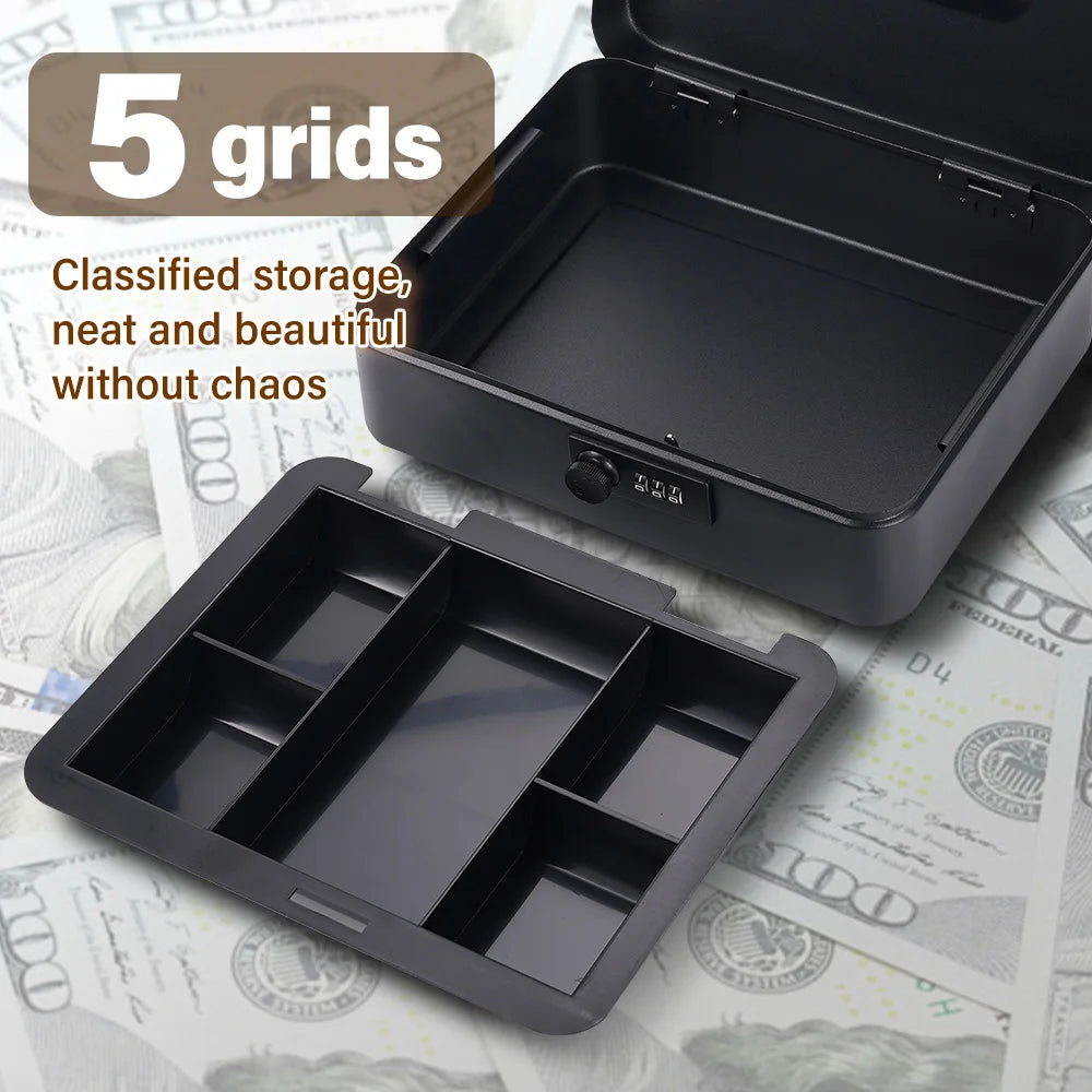 25CMx20CMx9CM Portable Money Box Password Style/Key Style Metal Cash Register Box Collection Box For Home Office Supermarket