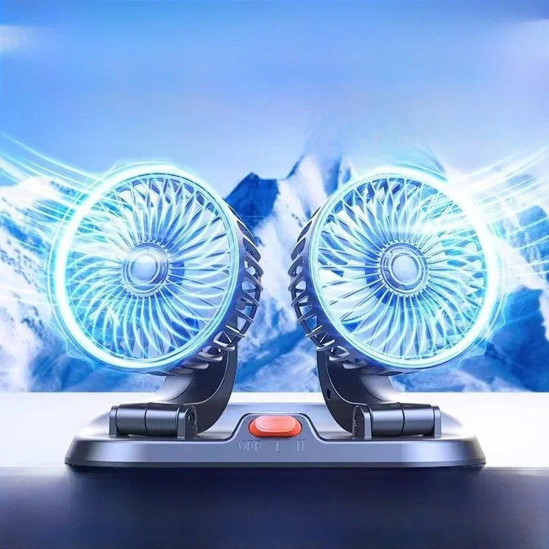 Powerful Double Head Car Fan for Truck And Bus 24v12v Cooling Strong Wind Plastic Material Vehicle Mounted USB Fan