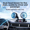 Dual head 360 degree 12V car cooling fan installed on dashboard