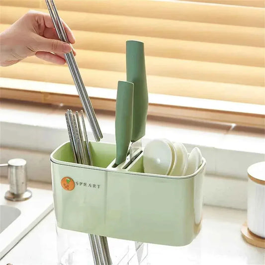 Chopsticks Storage Rack Multifunctional Detachable Drainage Tray Large Storage Box for Kitchen - Clarify.pk